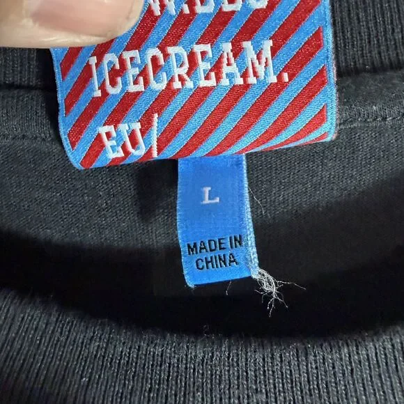 Ice Cream Running Dog Tee Mens L Black Neon Green Pink Streetwear Pharrell BBC - Picture 4 of 6